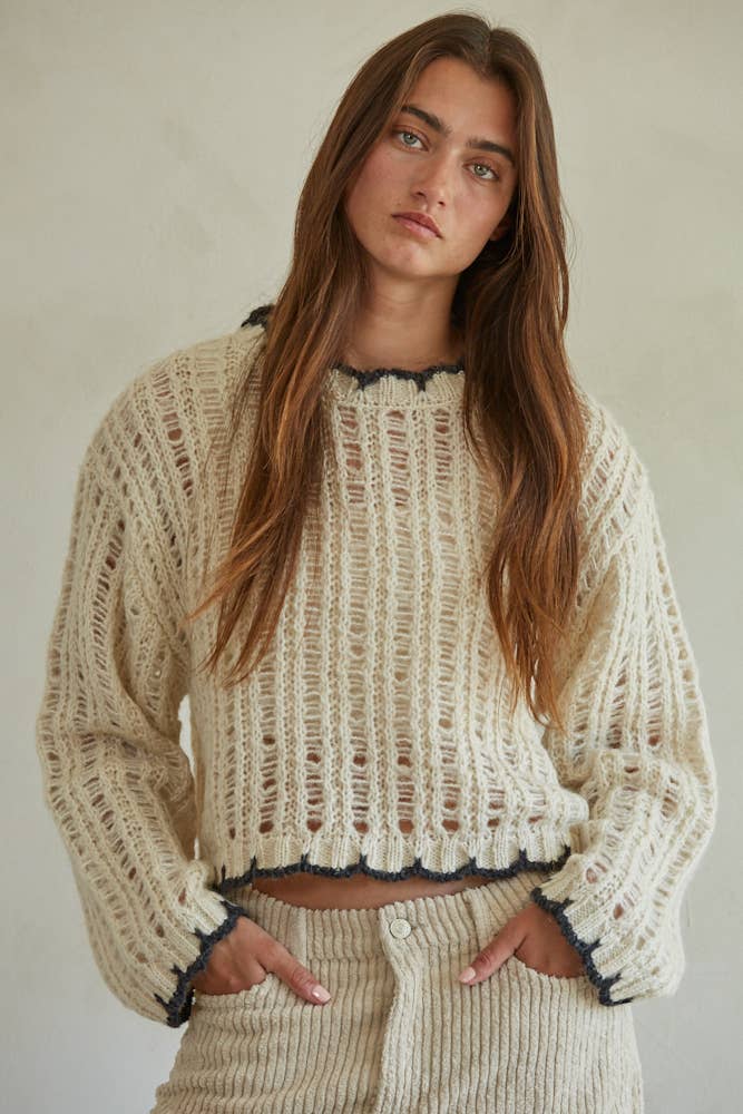 Knit Sweater Polyester Acrylic Pullover Top