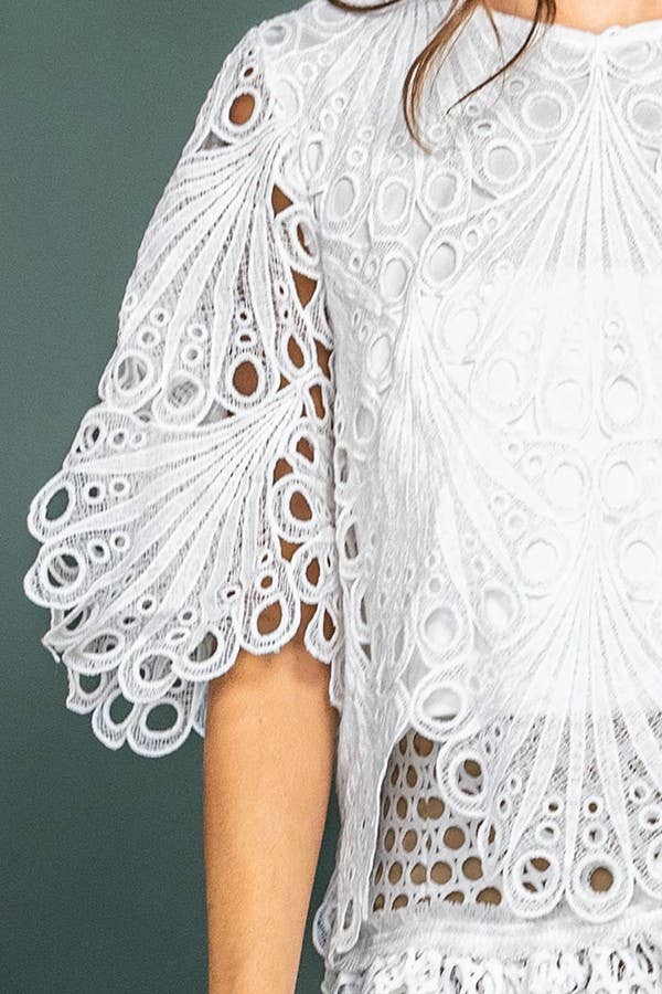 Cutout Detail Eyelet Lace Crop Top – Salon Honey + Sage