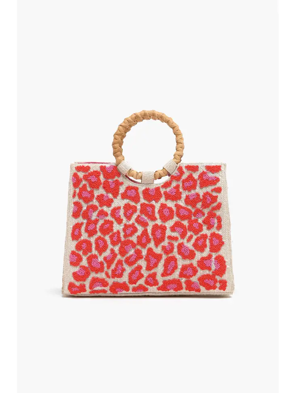Pink Leopard Handheld Tote with Crossbody Straps